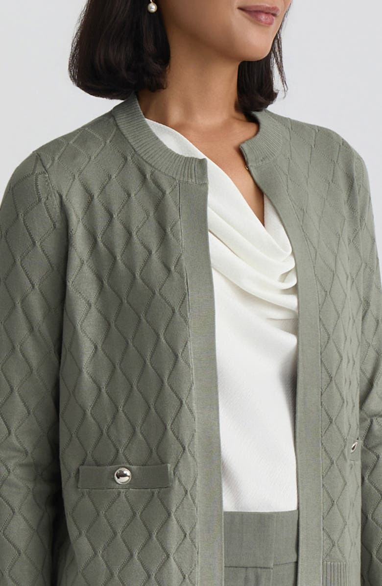 KASPER Diamond Stitch Cardigan, Alternate, color,