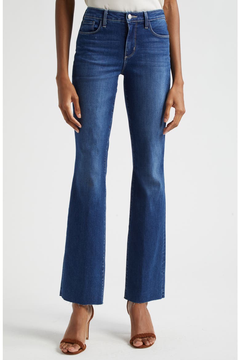 Ruth High Waist Raw Hem Straight Leg Jeans, Main, color, MARLIN