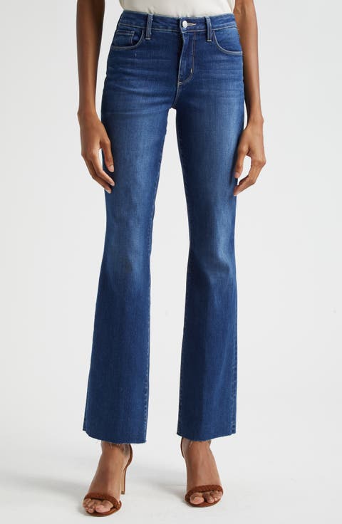 Ruth High Waist Raw Hem Straight Leg Jeans (Marlin)