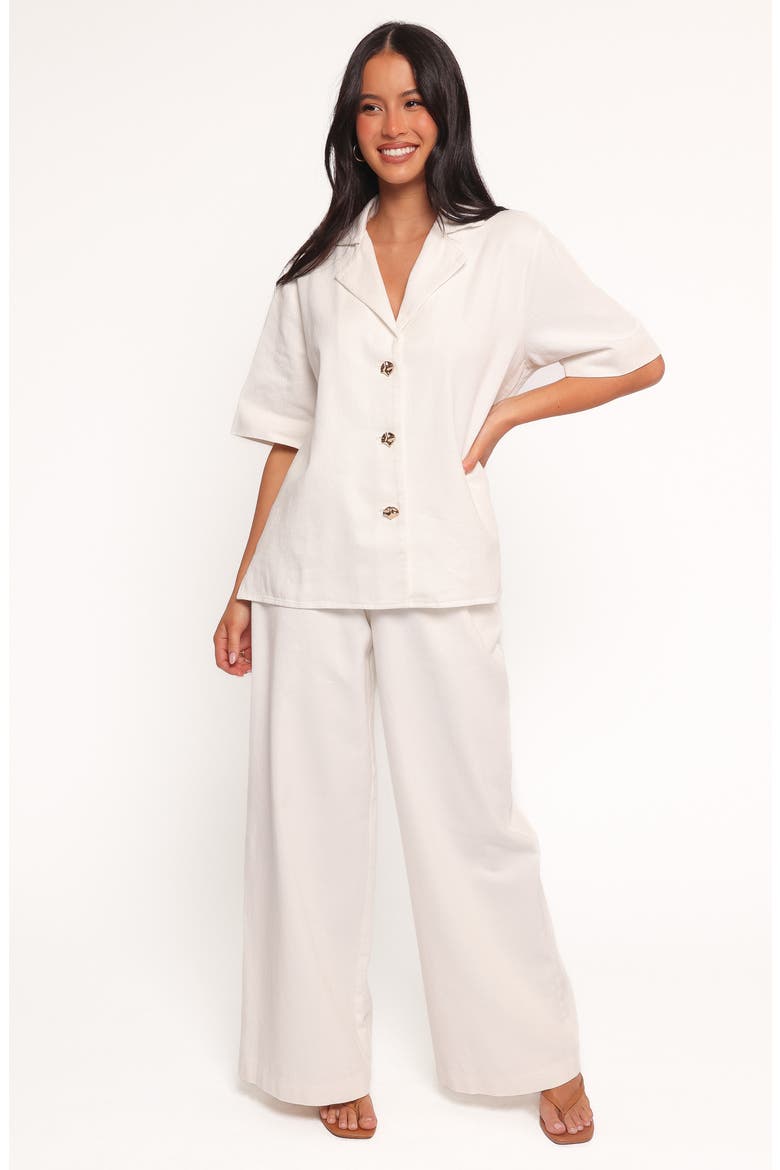 Odelia Short Sleeve Denim Button-Up Shirt, Alternate, color, OFF WHITE