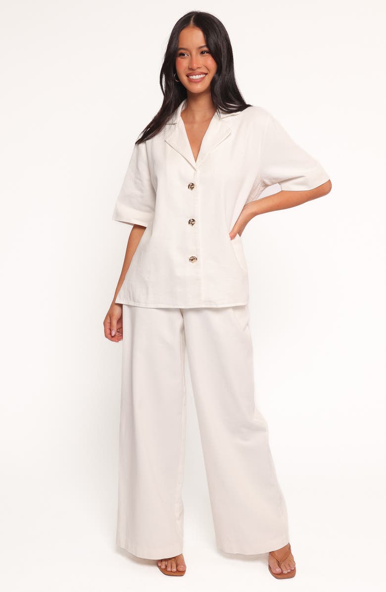 Petal & Pup Odelia Short Sleeve Denim Button-Up Shirt, Alternate, color, Off White