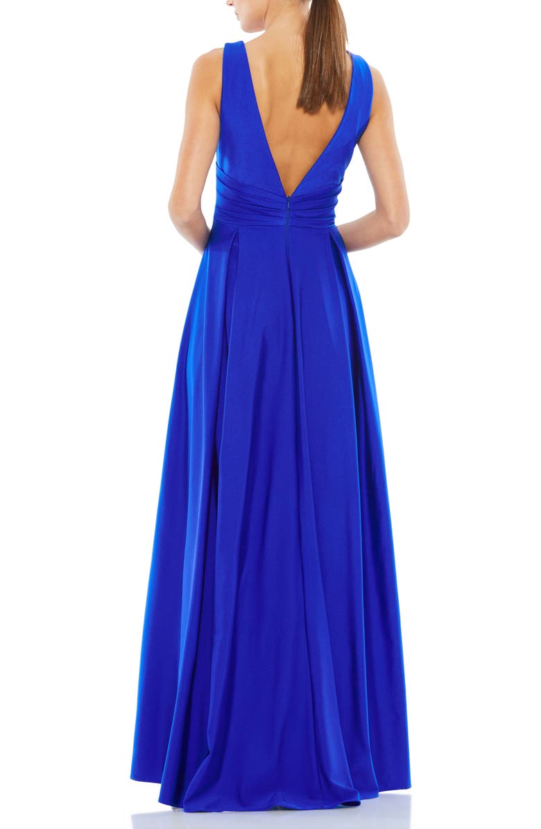 Mac Duggal Jersey Plunge Neck Evening Gown, Alternate, color, Royal