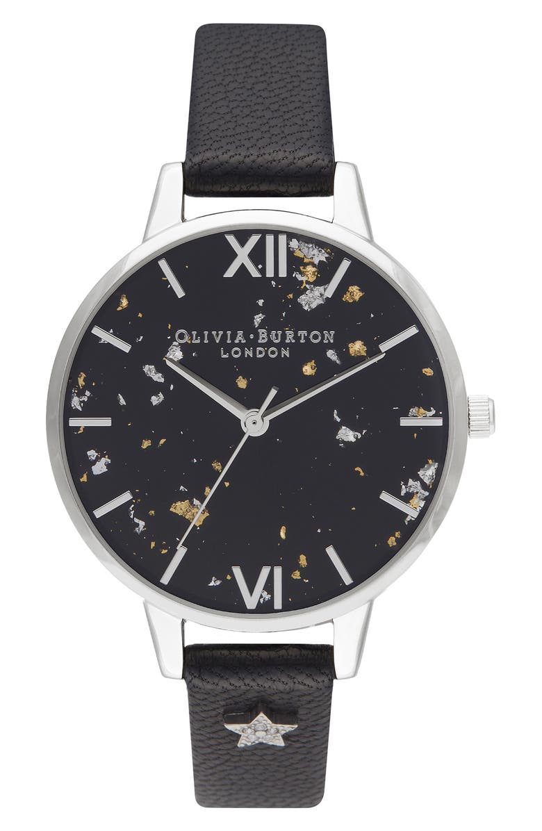 Olivia Burton Celestial Leather Strap Watch, 34mm, Main, color, 