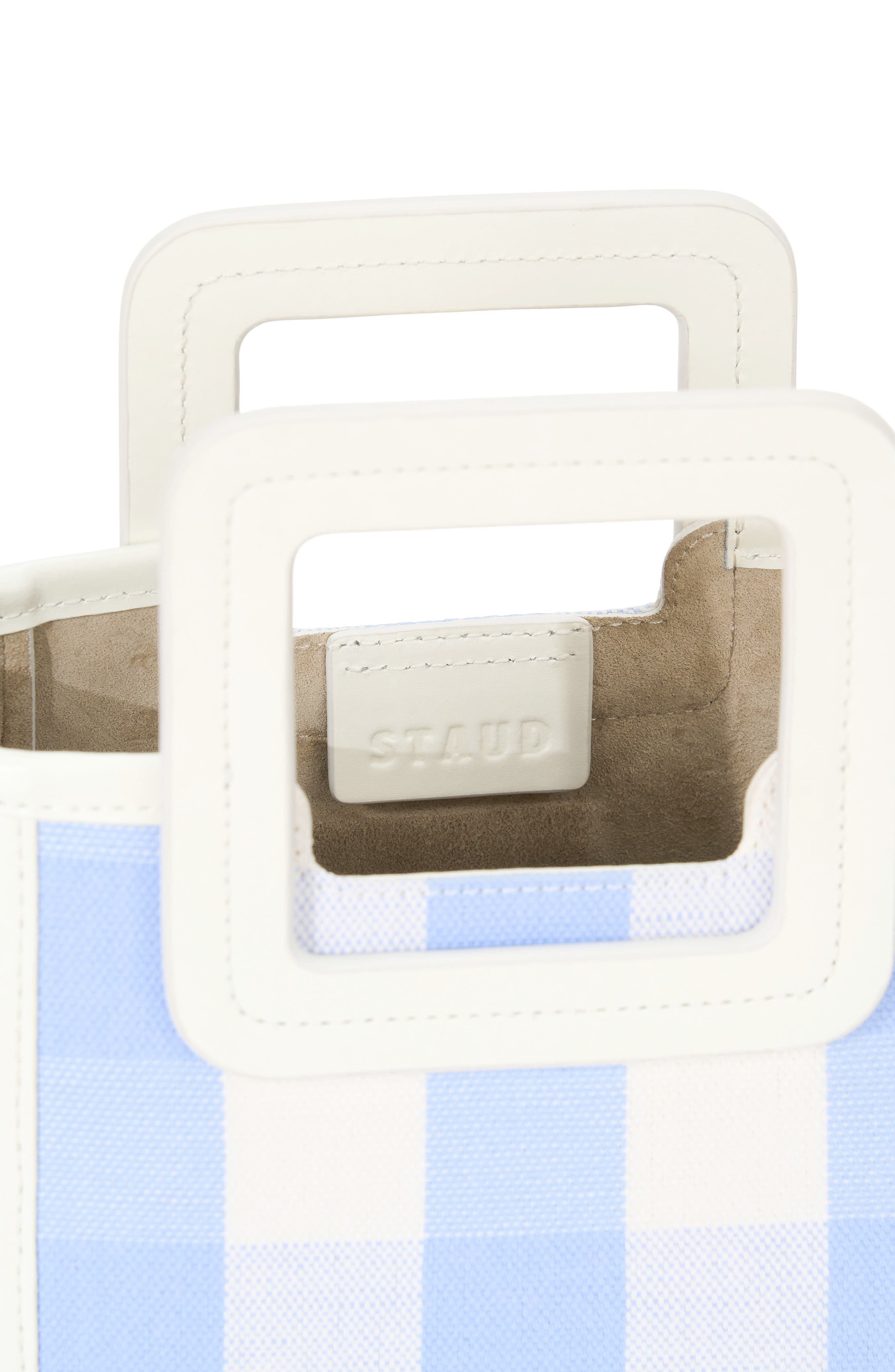 STAUD Mini Shirley Gingham Canvas Satchel, Alternate, color, 