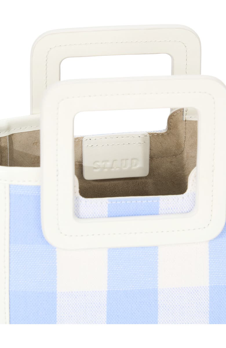 STAUD Mini Shirley Gingham Canvas Satchel, Alternate, color,