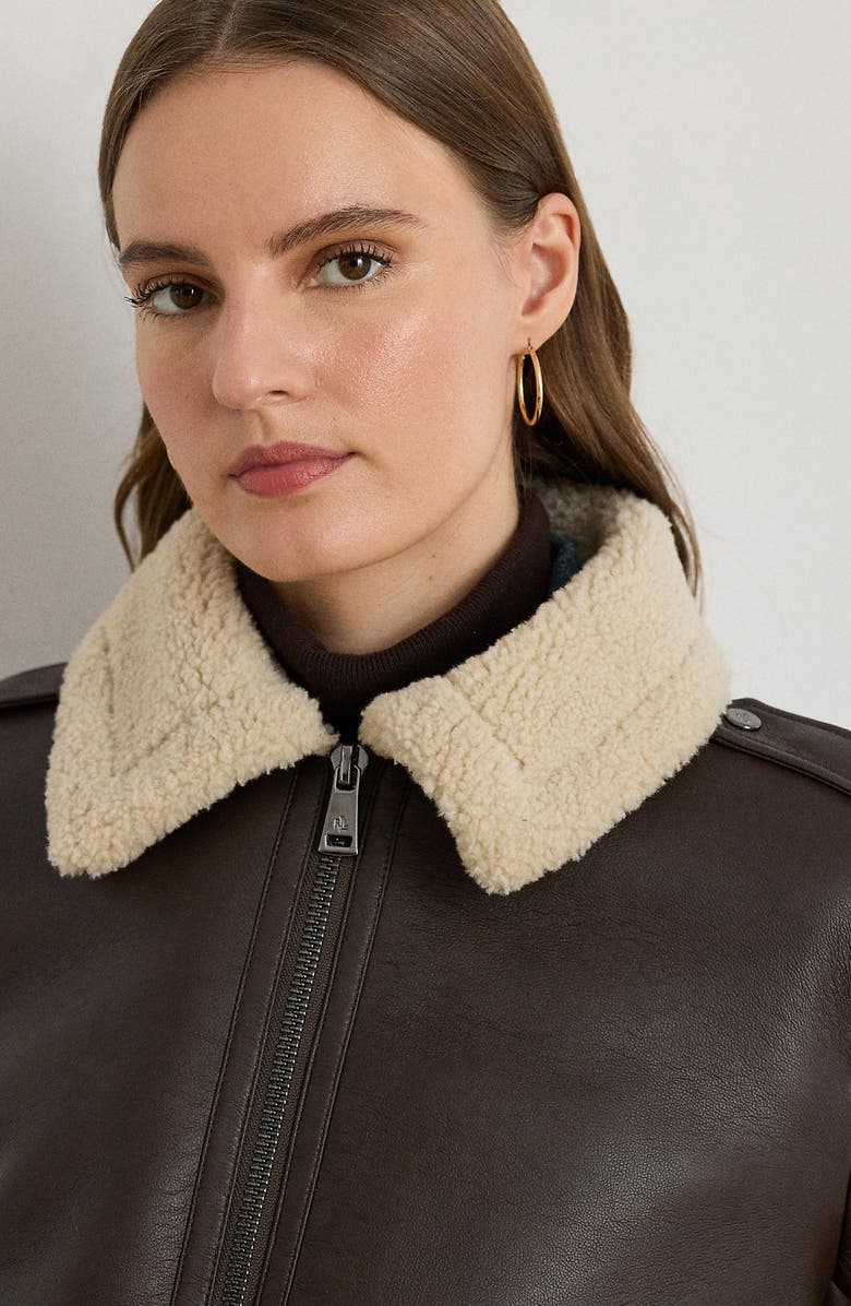Lauren Ralph Lauren Faux Shearling Bomber Jacket, Alternate, color, Circuit Br