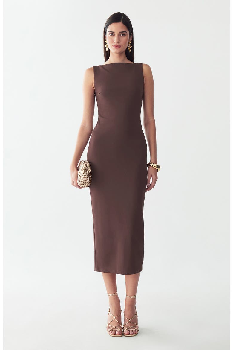 Shian Midi Dress, Alternate, color, Chocolate