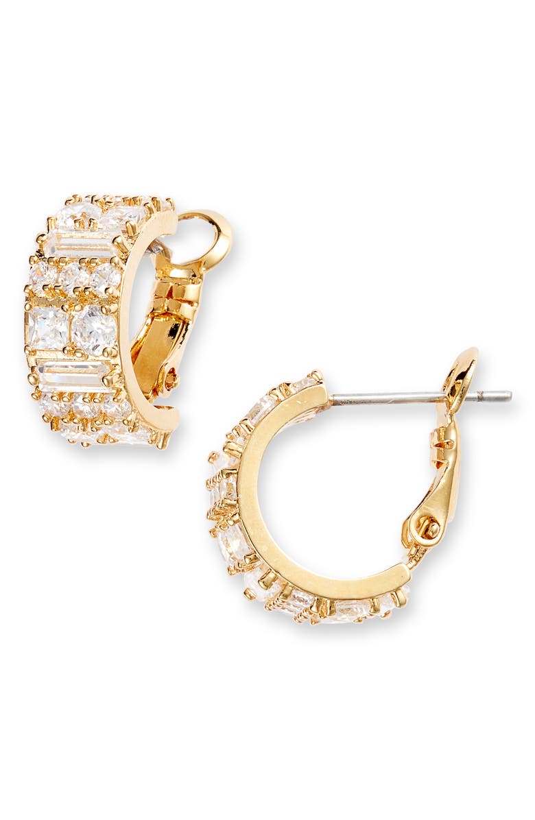 Nordstrom Cubic Zirconia Baguette Hoop Earrings, Main, color,