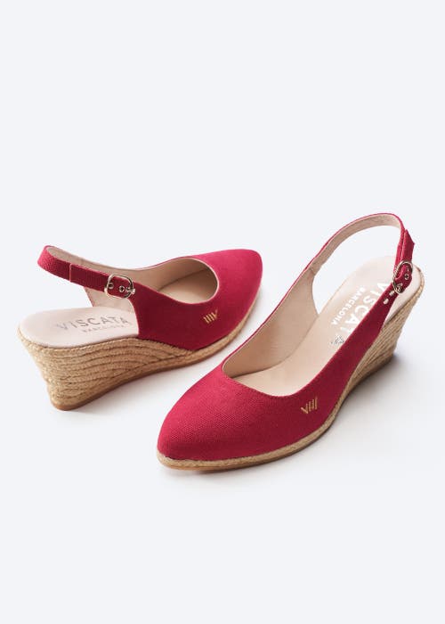 Viscata Palomera Canvas Espadrille Wedges In Cherry