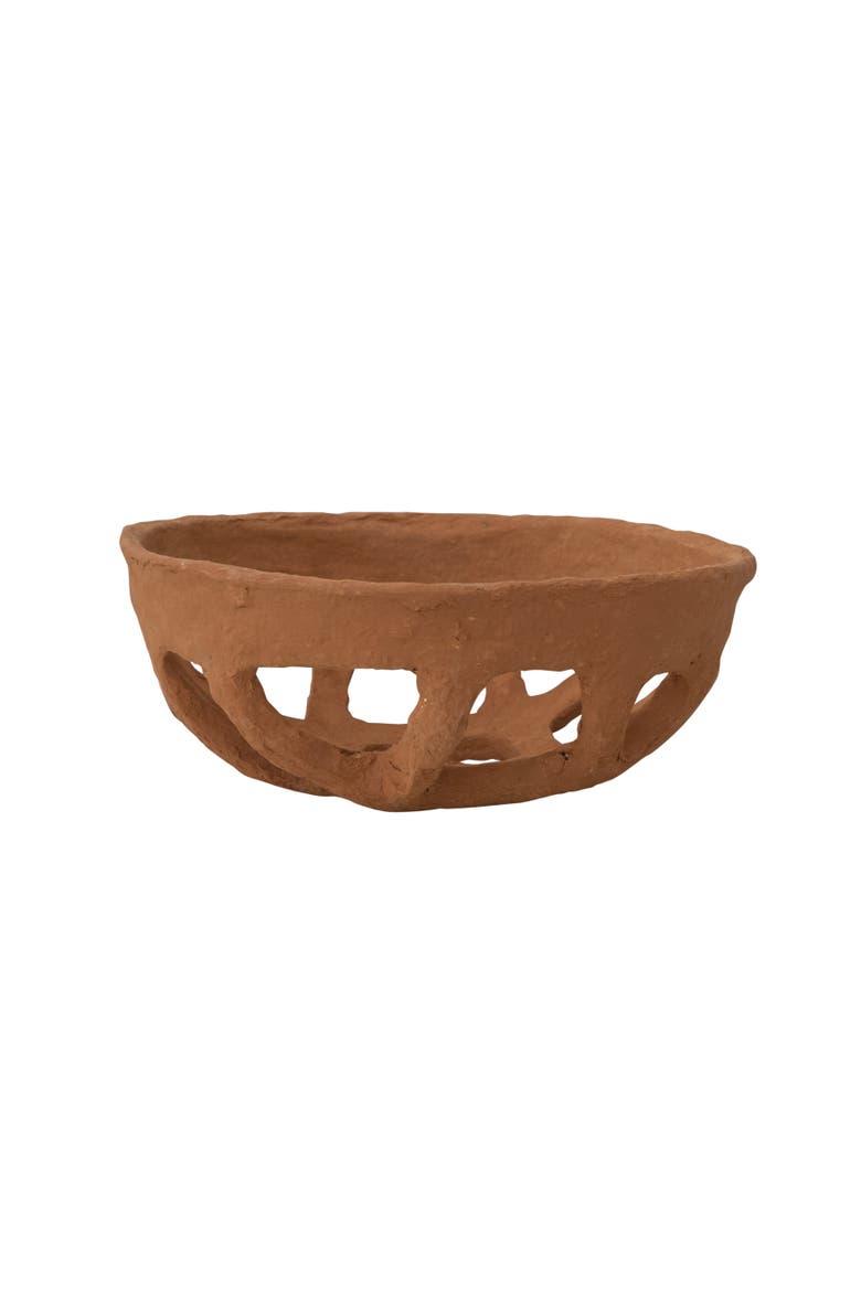 Decorative Handmade Paper Mache Basket, Main, color, Red