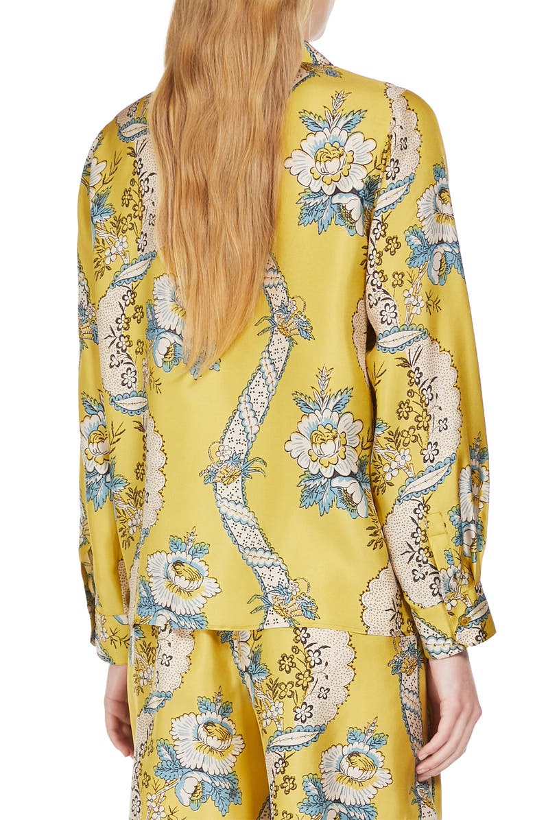 Weekend Max Mara Oncia Floral Silk Button-Up Shirt, Alternate, color,