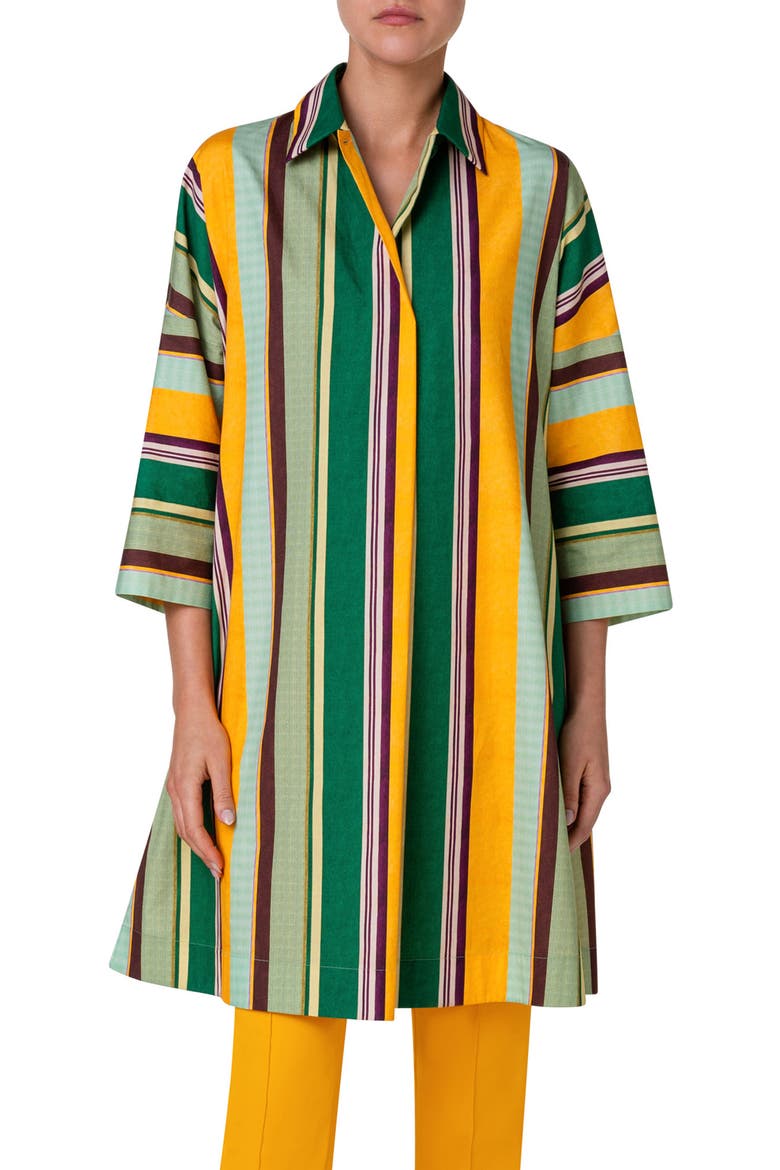 Stripe Long Sleeve Cotton Shift Dress, Alternate, color, SUN-MULTICOLOR