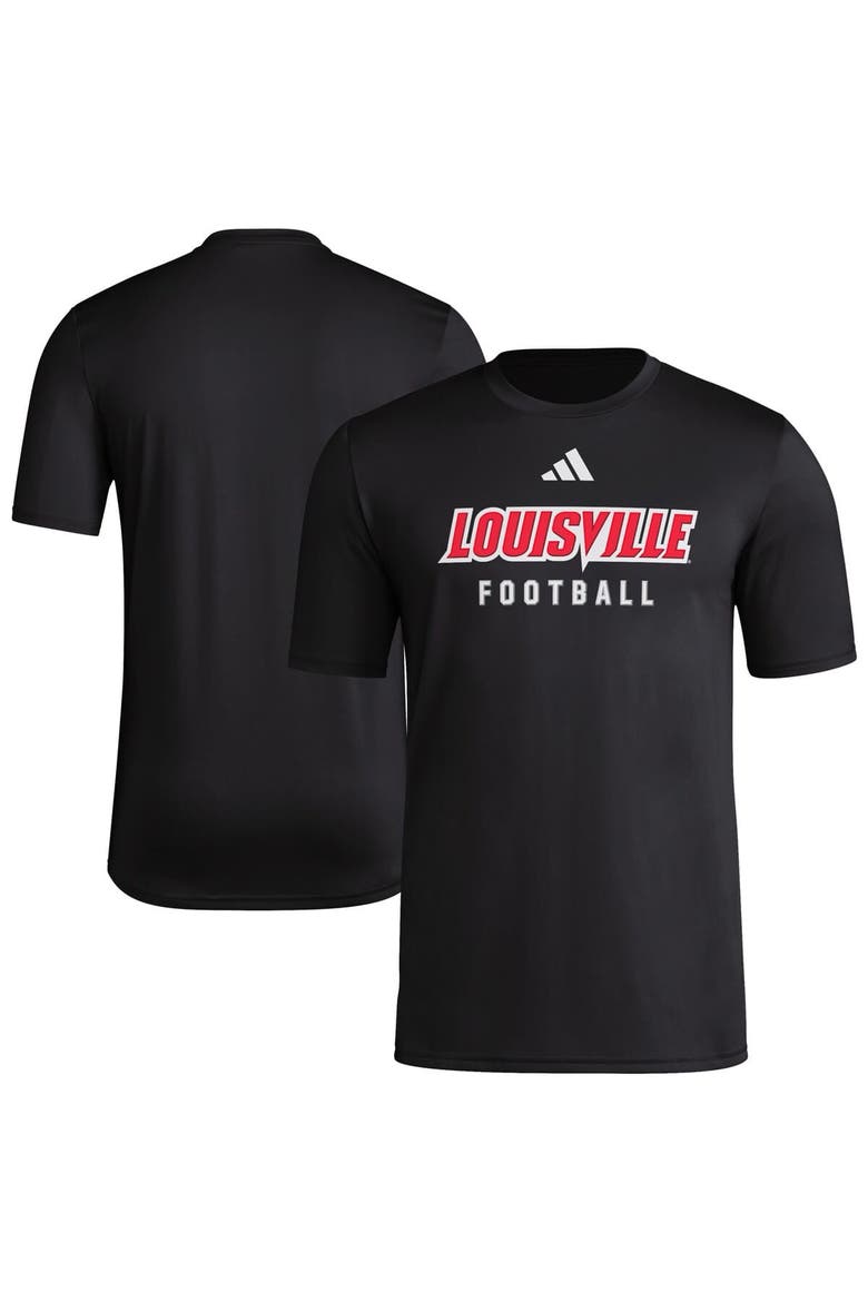 Men's adidas  Black Louisville Cardinals Locker Practice Football Pre-Game T-Shirt, Main, color, Black