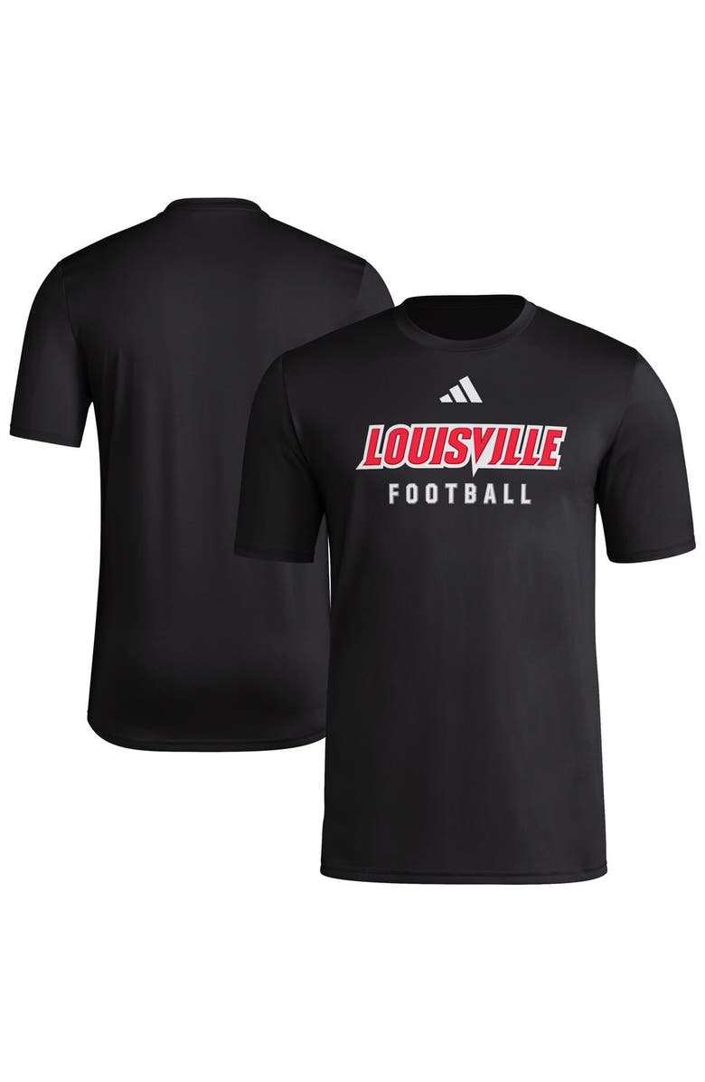 adidas Men's adidas  Black Louisville Cardinals Locker Practice Football Pre-Game T-Shirt, Main, color, Black