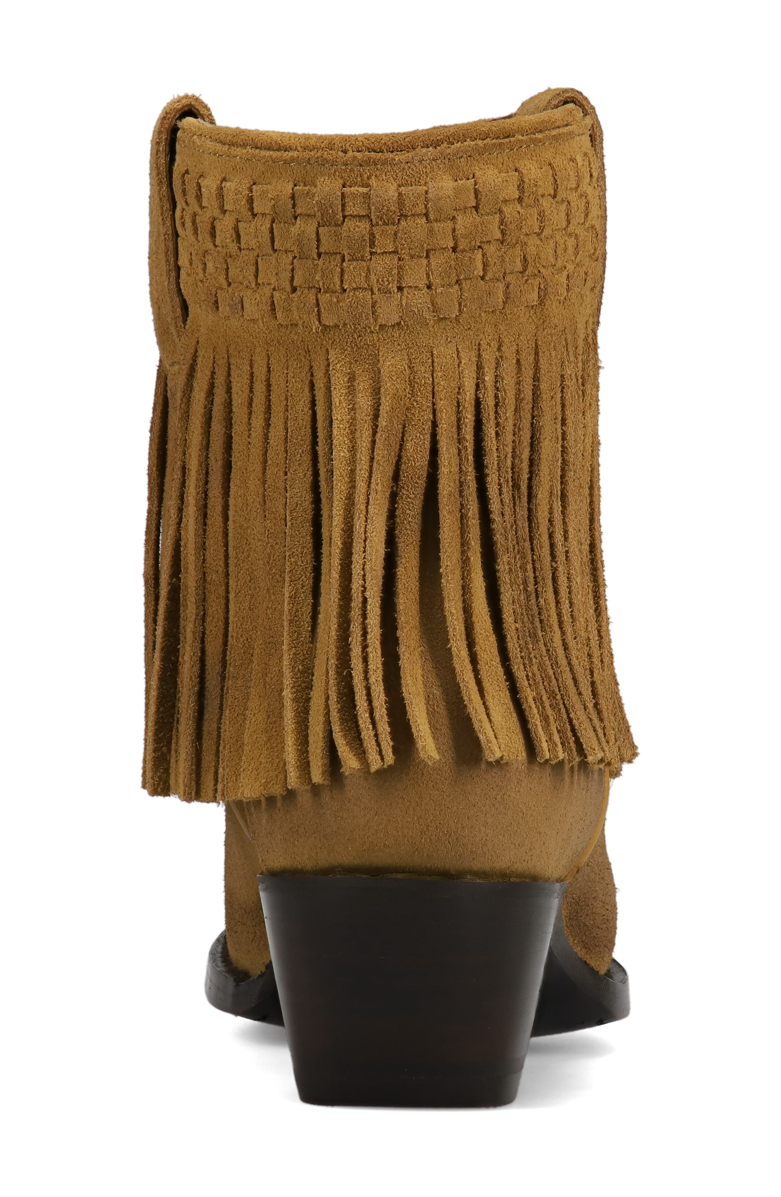Sacha Fringe Bootie, Alternate, color, DARK SAND