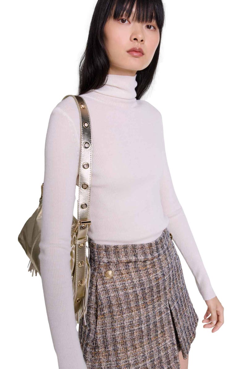 maje Tweed skort, Alternate, color, 