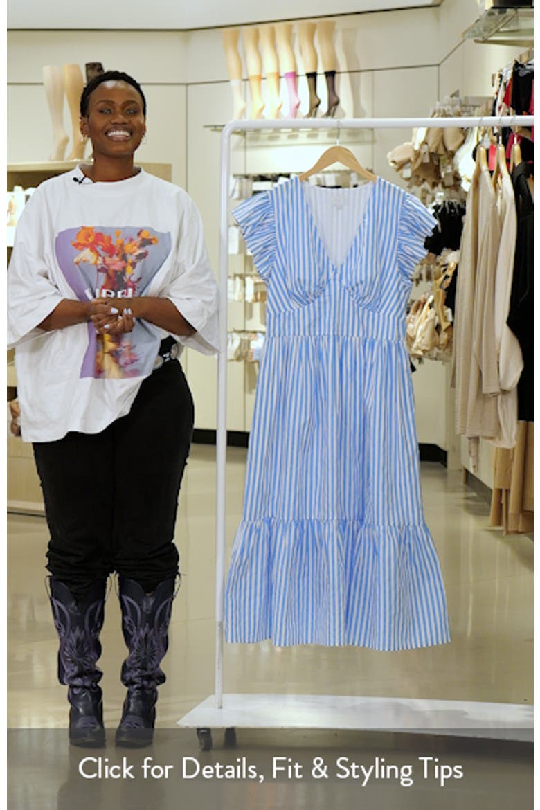 Saida Stripe Ruffle Midi Dress video