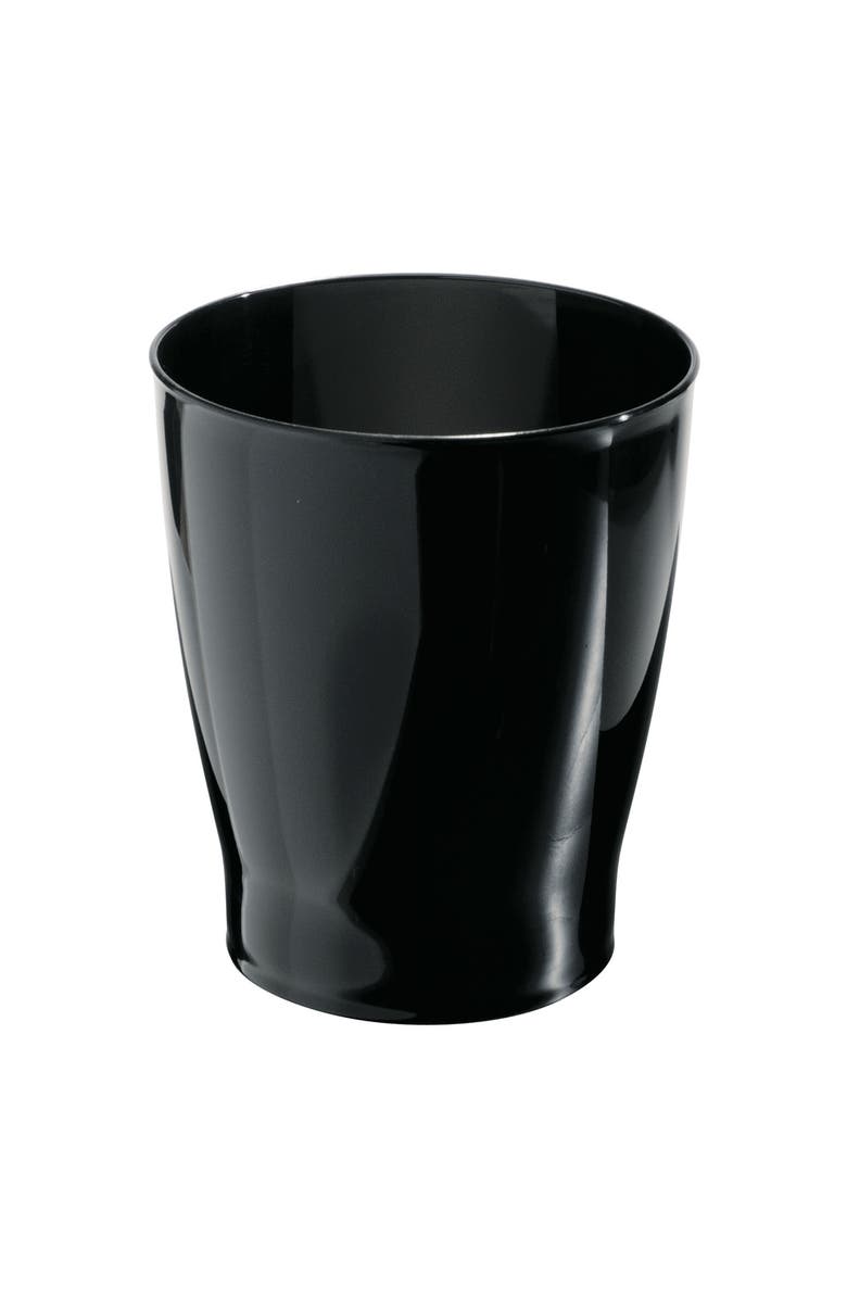 iDesign Small Round Plastic Bathroom Trash Can - Ideal for Bathroom or Office - Set of 4 - Black, Alternate, color, Black