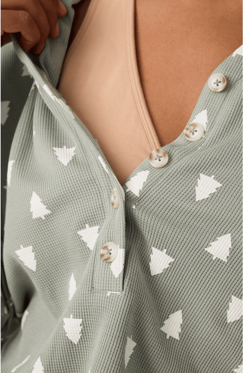 Kindred Bravely Waffle Maternity & Nursing Lounge Set, Alternate, color, Sage Trees