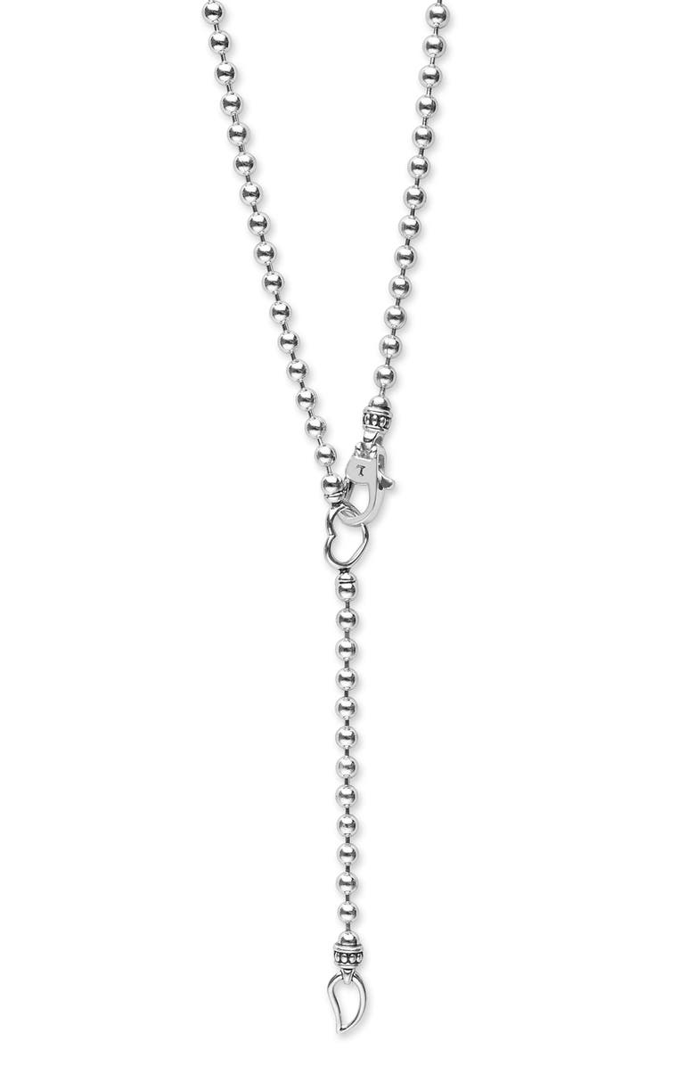 LAGOS Signature Caviar Interlocking Diamond Link Pendant Necklace, Alternate, color, Silver