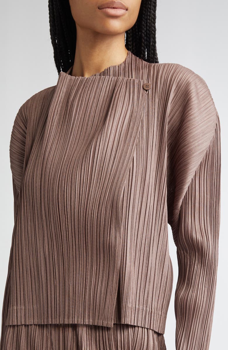 Pleats Please Issey Miyake Pleated Jacket, Alternate, color, Brown