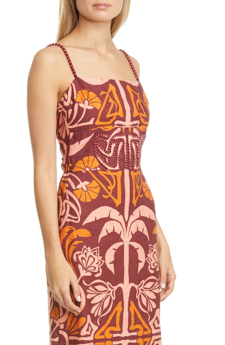 Johanna Ortiz Print Linen Midi Dress, Alternate, color,