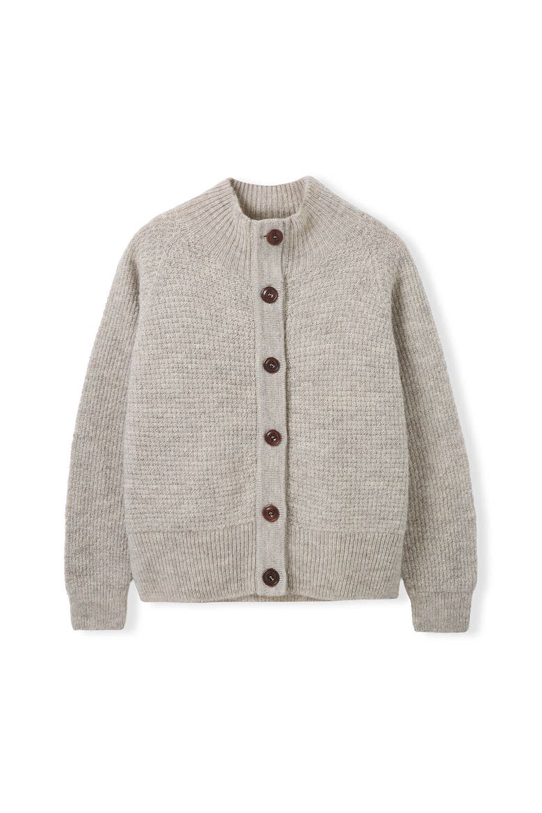 British Wool Moss Stitch Cardigan, Alternate, color, Undyed Taupe