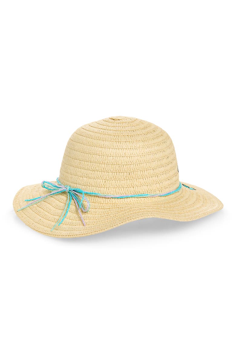 Kids' Butterfly Embroidered Straw Floppy Hat, Alternate, color, COOL COMBO