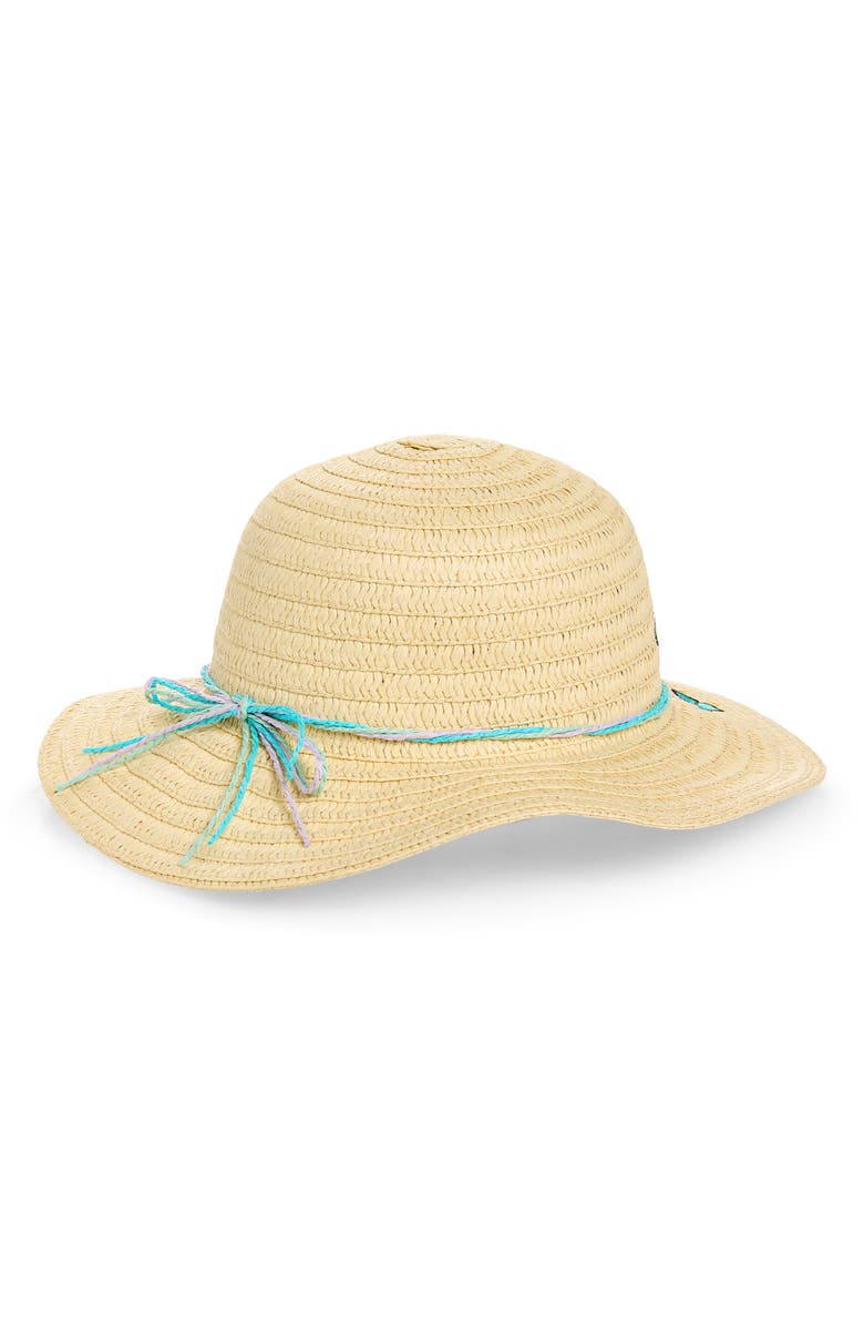 Capelli New York Kids' Butterfly Embroidered Straw Floppy Hat, Alternate, color, Cool Combo
