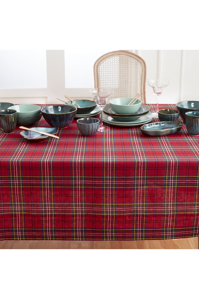 Linen Tablecloth - Classic Tartan Plaid, Alternate, color, Red