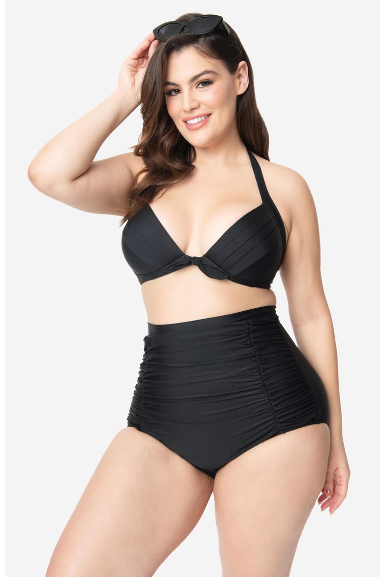 Plus Size Monroe High Waist Bikini Bottom, Main, color, Black