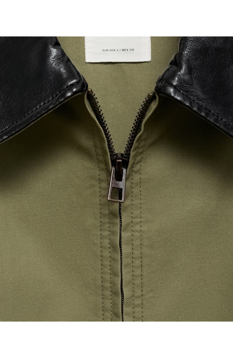 MANGO Cotton Jacket with Faux Leather Collar, Alternate, color, 