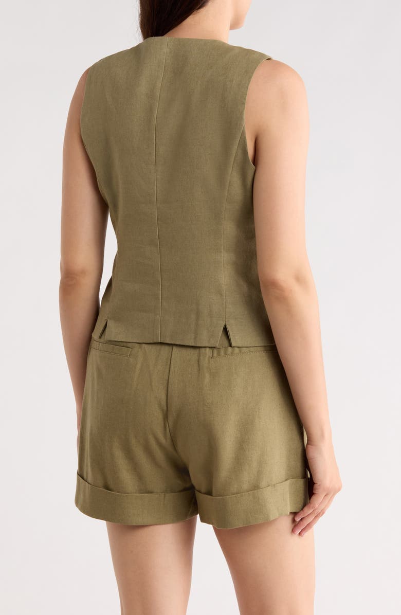 DKNY Linen Blend Vest, Alternate, color, Light Fatigue