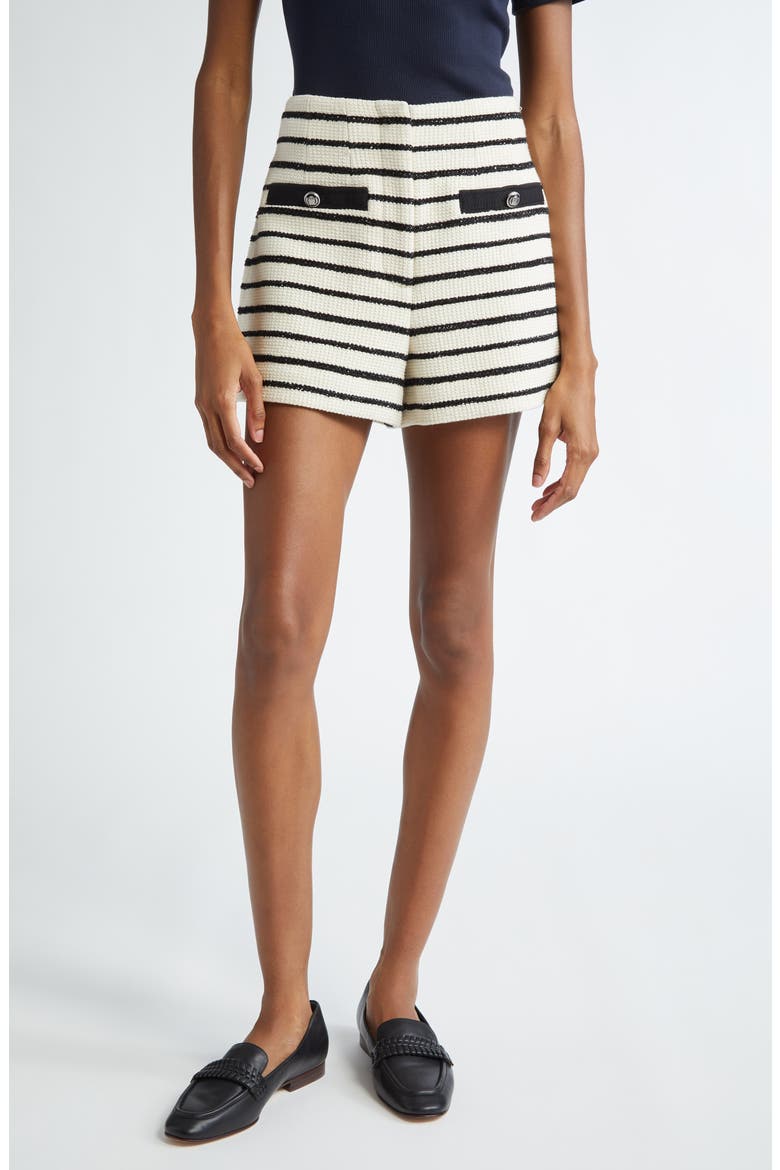 Gershwin Stripe Cotton Blend Shorts, Main, color, IVORY/BLACK