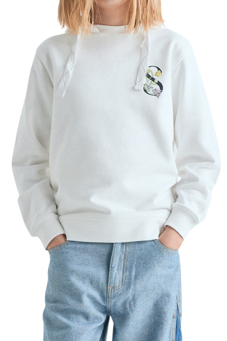 Girl's sweatshirt with garden motif, Main, color, White