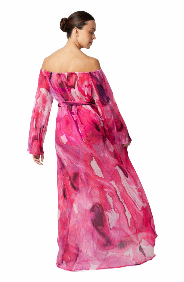 Villa Fresca Malia Pleated Cover-up Dress, Alternate, color, Fuchsia Ink