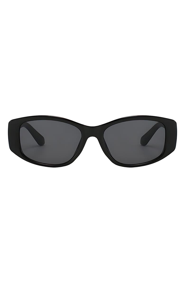 Fifth & Ninth Tara 55mm Polarized Geometric Sunglasses, Main, color, Black / Black