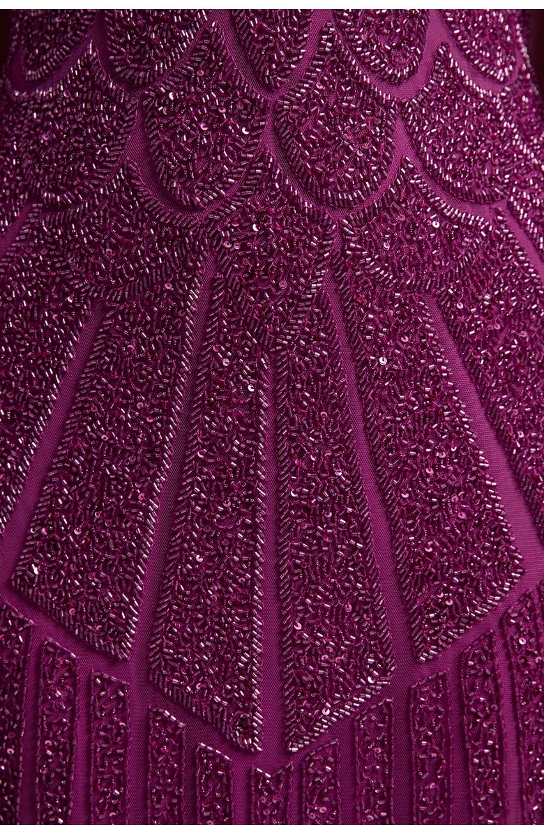 Karen Millen Premium Embellished Caped Maxi Dress, Alternate, color, Purple