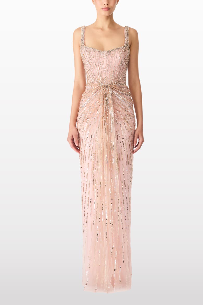 Chrissy Sequin-Embellished Dress, Alternate, color, Pink Sprite