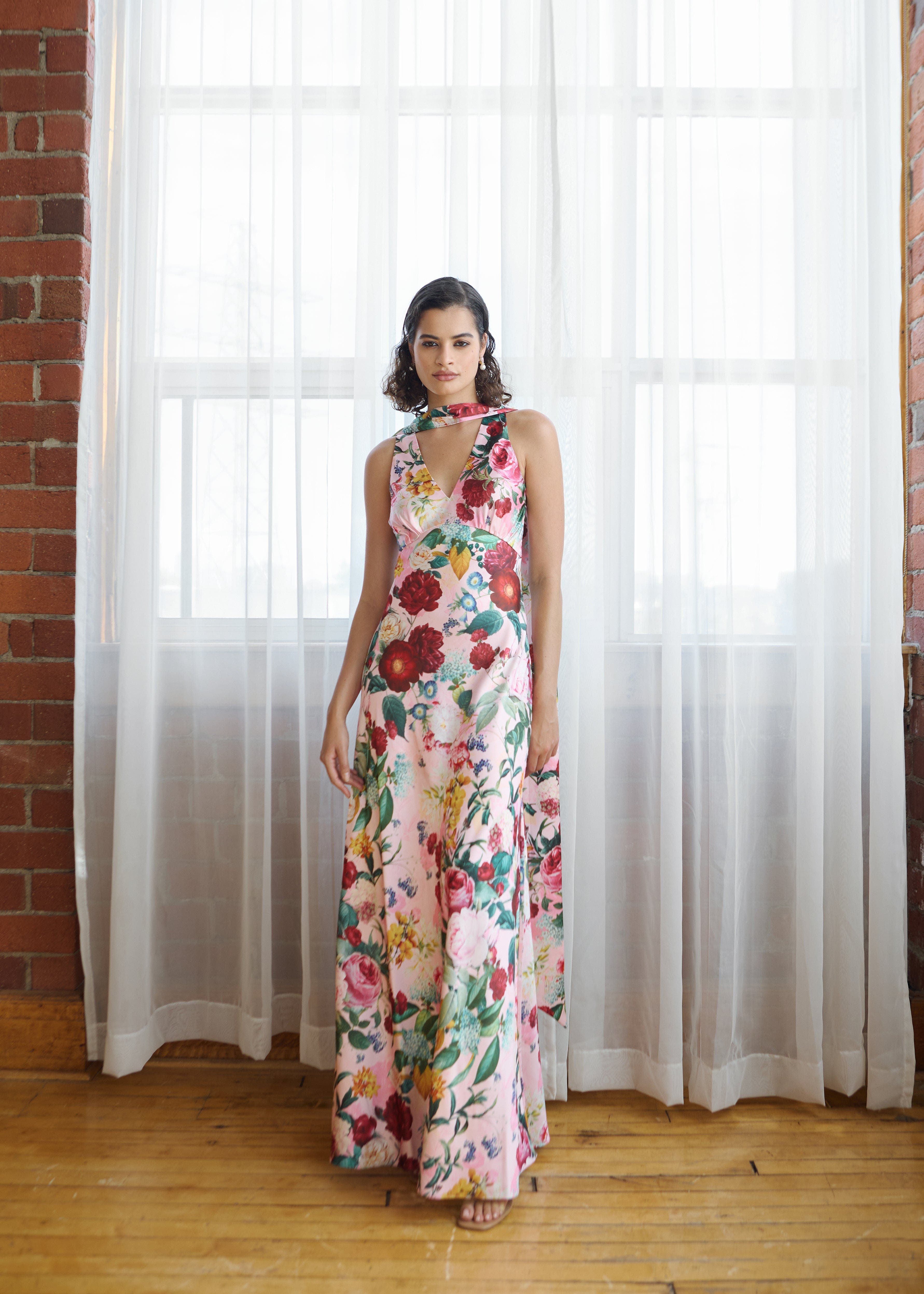 Catalina Silky Gown In Petal Muse - image 2