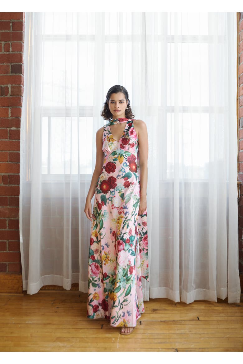 Catalina Silky Gown In Petal Muse, Alternate, color, Petal Muse