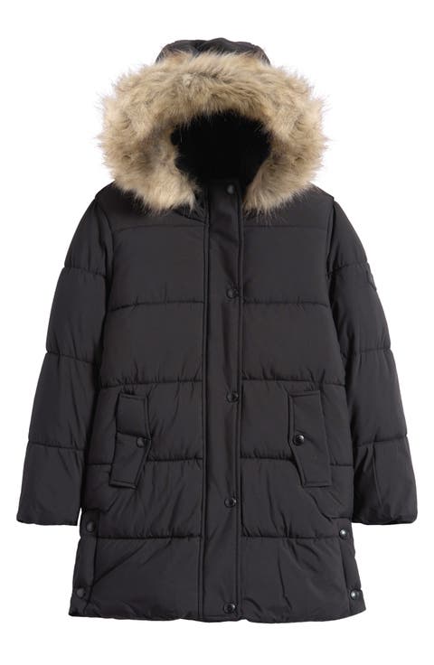 Kids' Expedition Faux Fur Trim Hooded Puffer Coat (Big Kid)
