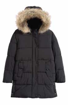 Sam Edelman Kids' Expedition Faux Fur Trim Hooded Puffer Coat