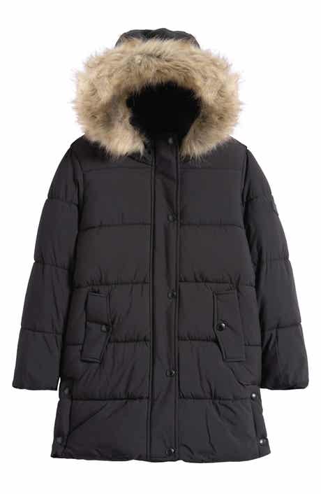 Sam Edelman Kids' Expedition Faux Fur Trim Hooded Puffer Coat