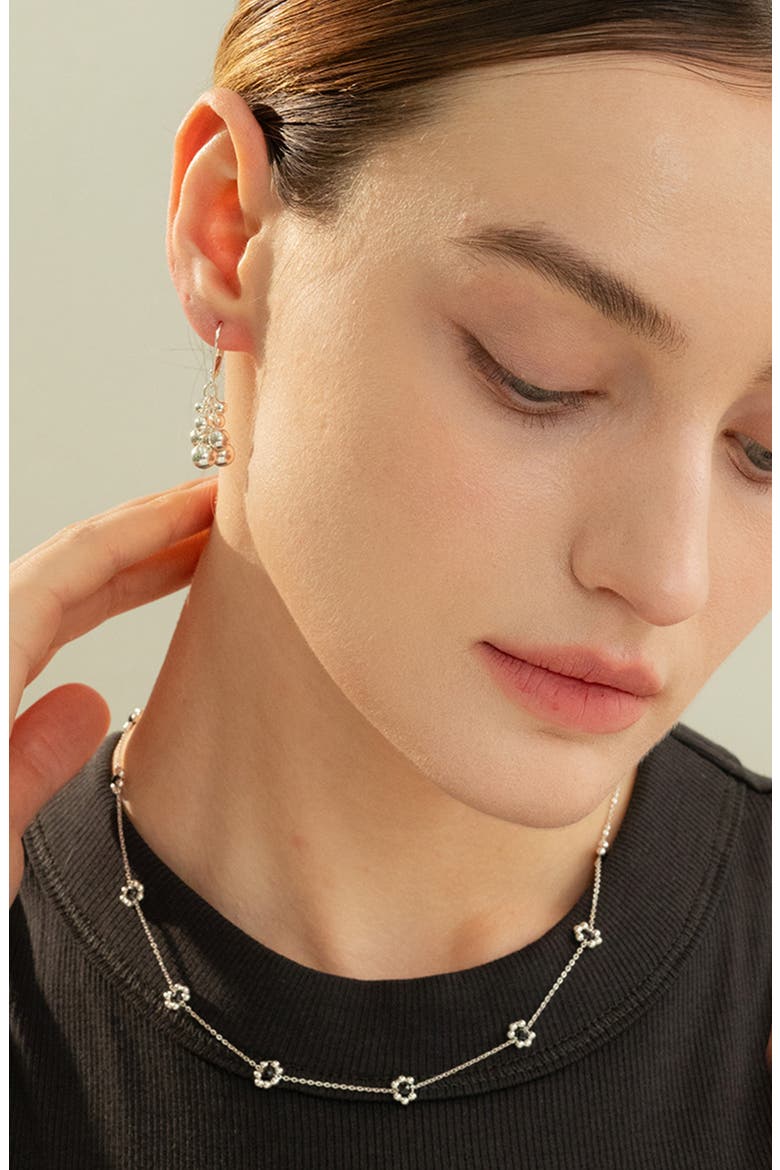 Sterling Silver 18k Gold Plated Dari Flower Necklace Dainty Minimal, Alternate, color, Silver