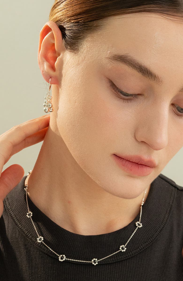 Bearfruit Jewelry Sterling Silver 18k Gold Plated Dari Flower Necklace Dainty Minimal, Alternate, color, Silver