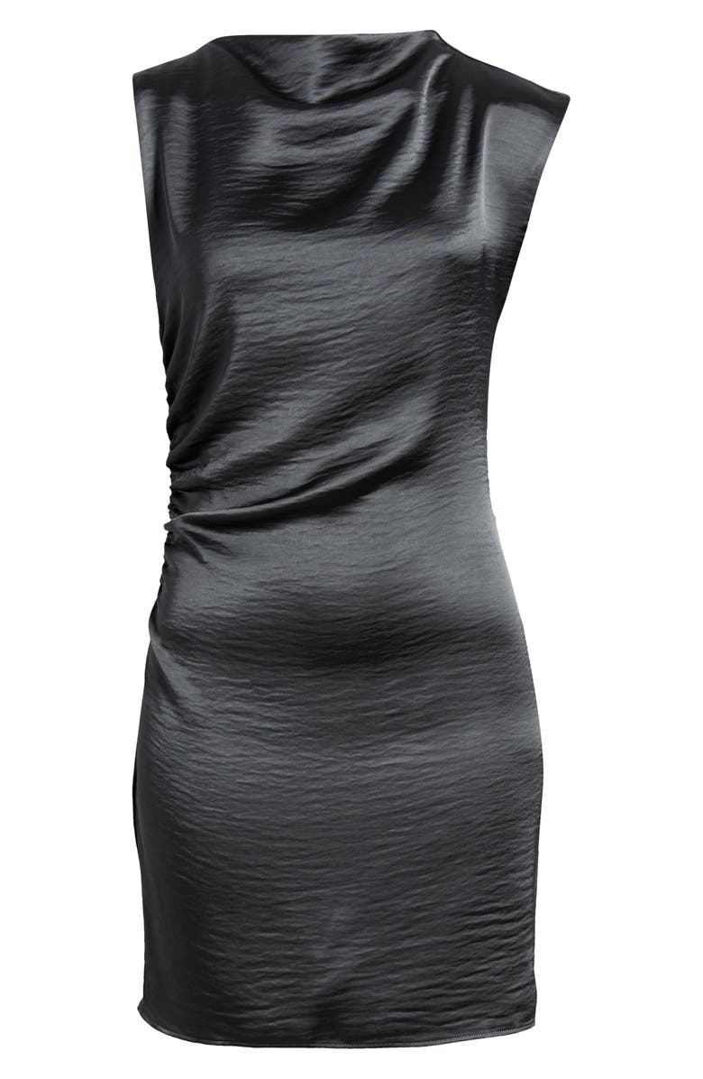 MANGO Sori Metallic Draped Minidress, Alternate, color, Grey