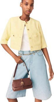 maje Short-sleeved tweed jacket