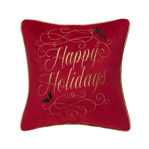 C & F Home C&f Home Happy Holidays Swirl Christmas Pillow, 16" X 16" In Red