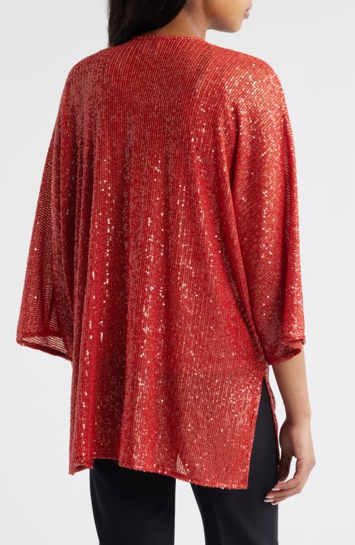 ANNE KLEIN ANNE KLEIN SEQUIN DRAPED OPEN FRONT CARDIGAN 